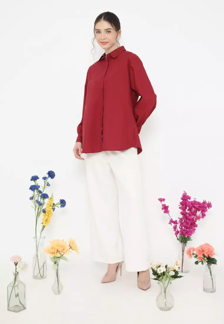Casual Shirt but elegant outfit for national day event By Brilliant Girl Warna MERAH