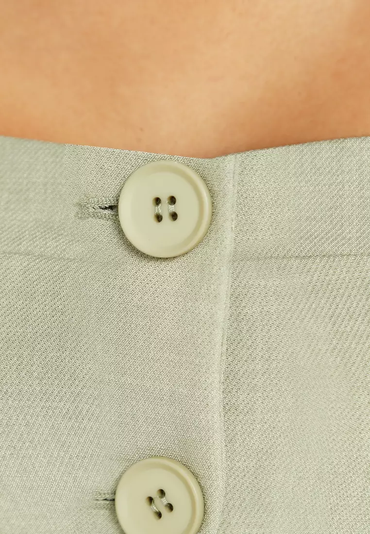 Tailored Woven Button-Down Corset Top