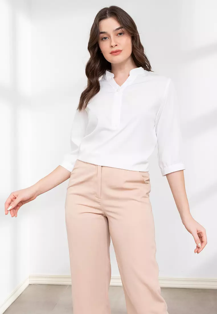 Lars Mandarin Collar 3/4 Sleeve Top