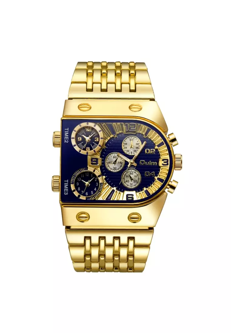 Men's Large Dial Luminous Steel Band Watch
