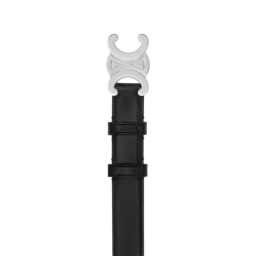 [7.7 SALEBRATION] Medium Triomphe Belt 25mm Taurillon Leather Black Shw