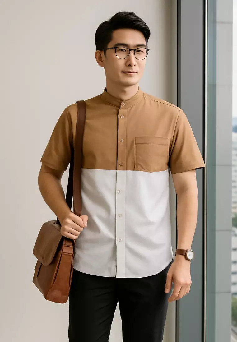 Ramadan Series | Ryusei Kemeja Kerah Koko Lengan Pendek Nirasaki CMB Brown