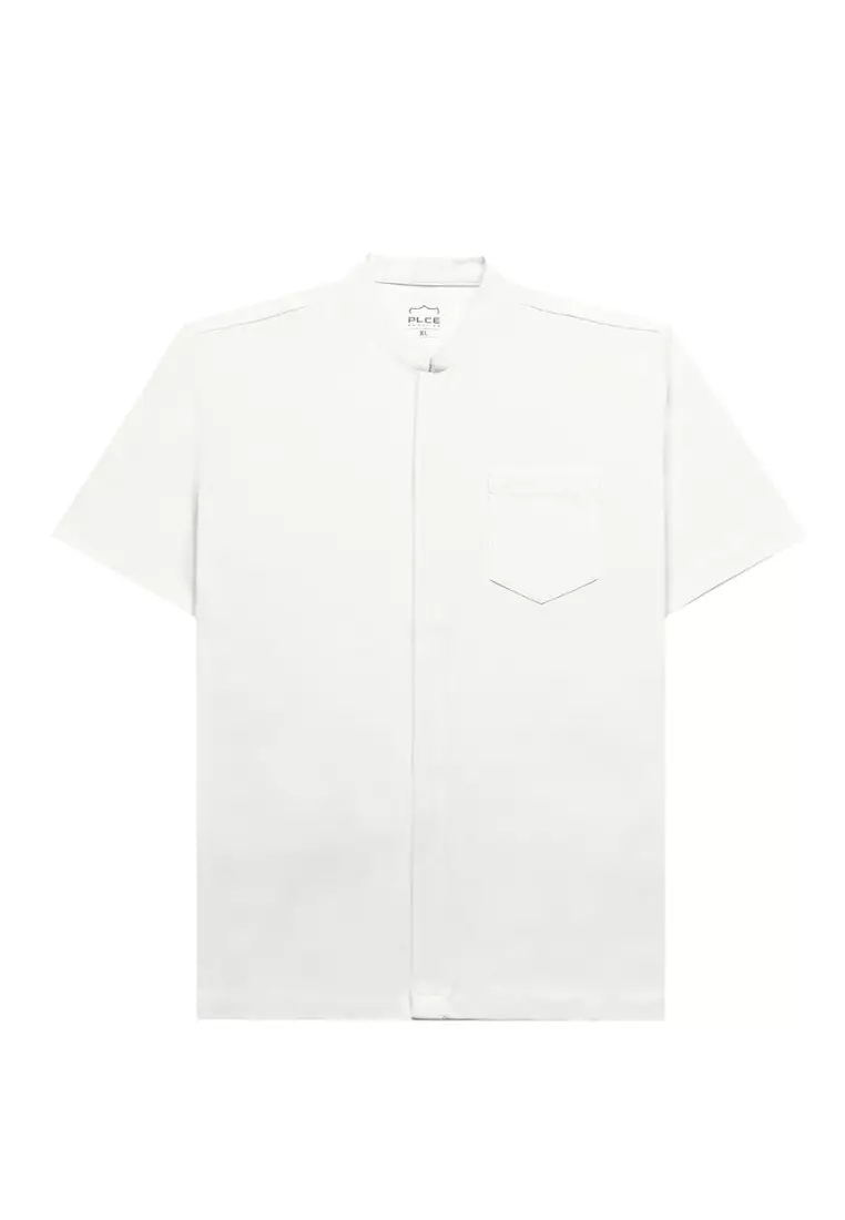 POLICE Kemeja Koko Polos Spandex Slub Premium Regular Fit Pria