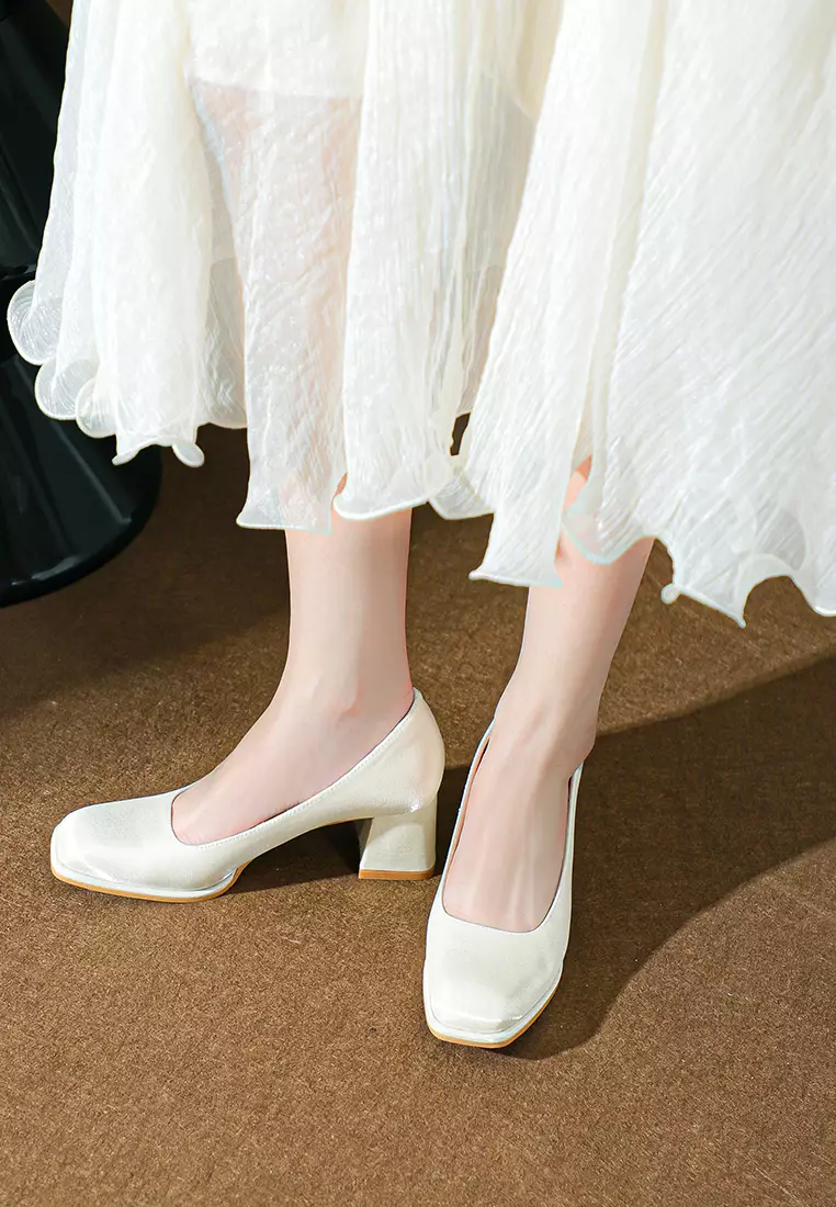 5CM 方頭綢緞高跟鞋 BY599-1