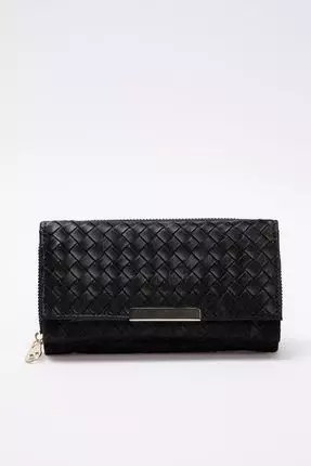 Buy Trendyol Black Textured Women's Wallet With Snap Closure And