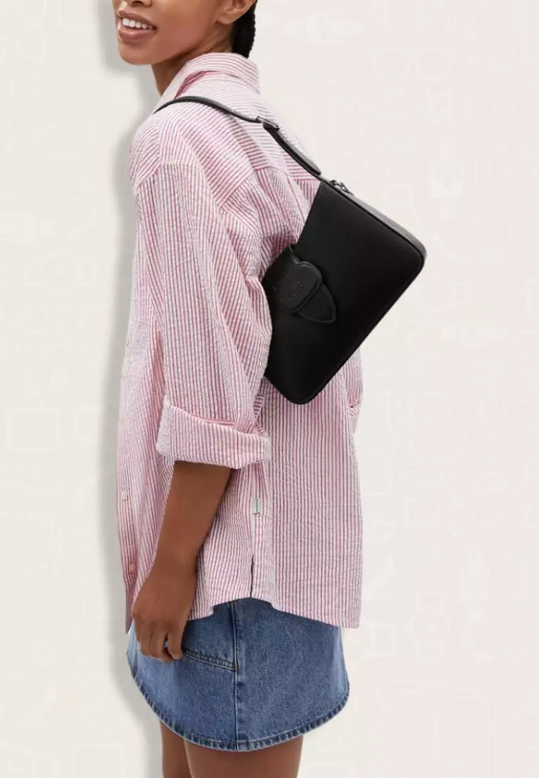 Coach Eliza Shoulder Bag With Leather Covered Closure Tan