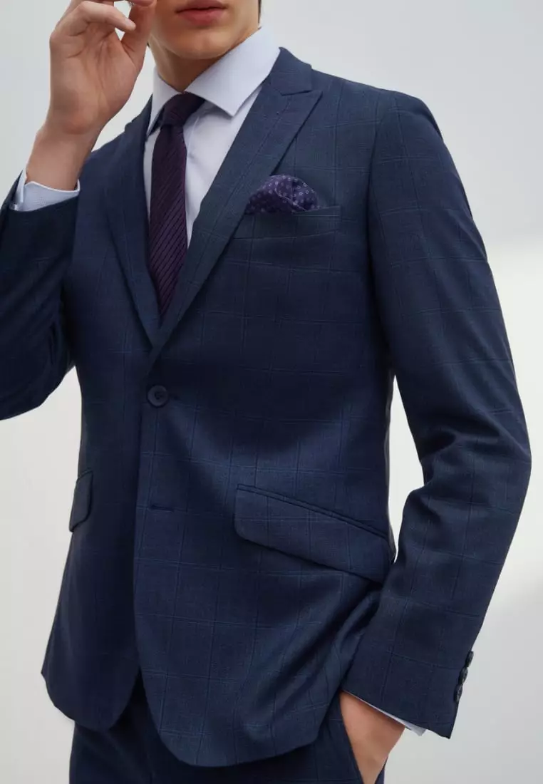 Anti-Bacterial Slim Fit Check Suit Blazer