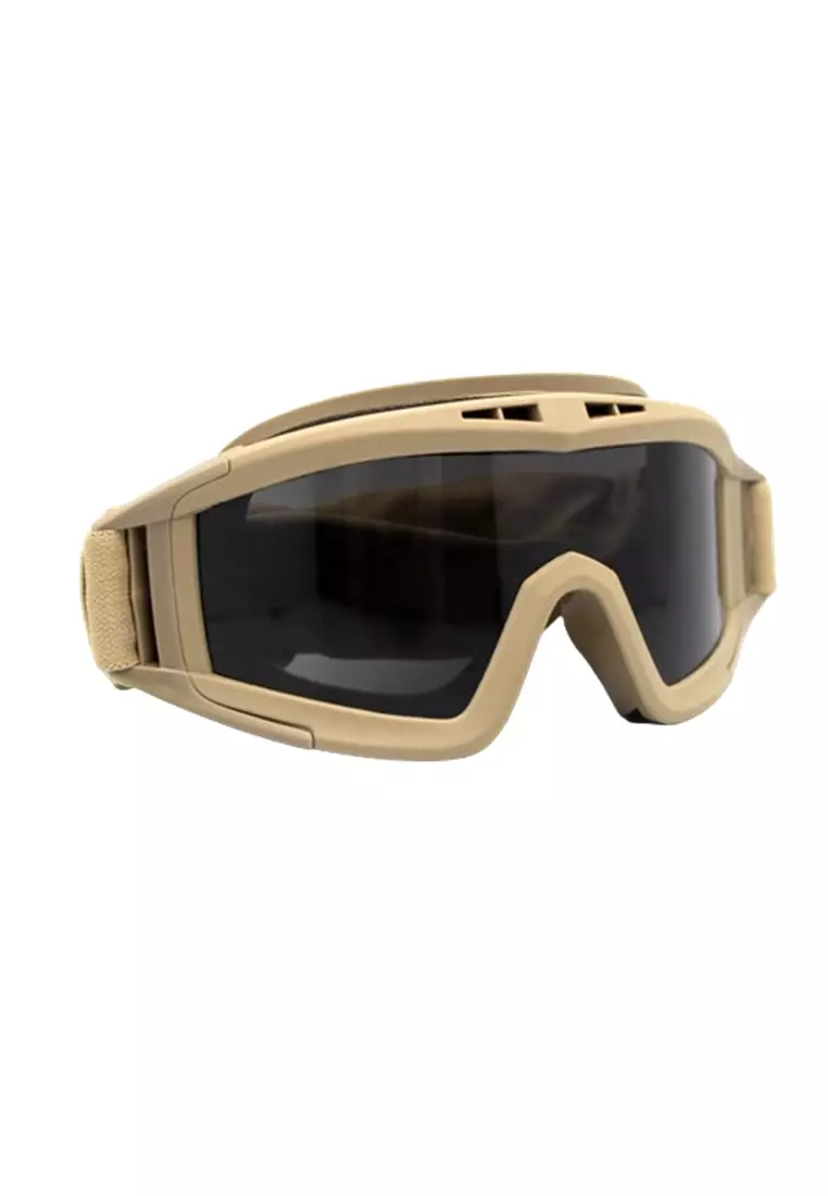 Owen Kacamata Olahraga Taktis Airsoft Ski Goggles with 3 Lens ORIGINAL - Khaki