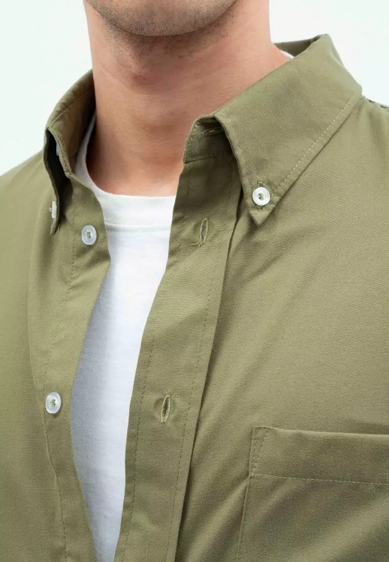 Houseofcuff Kemeja Oversize Jumbo Lengan Pendek Pria Unisex Olive