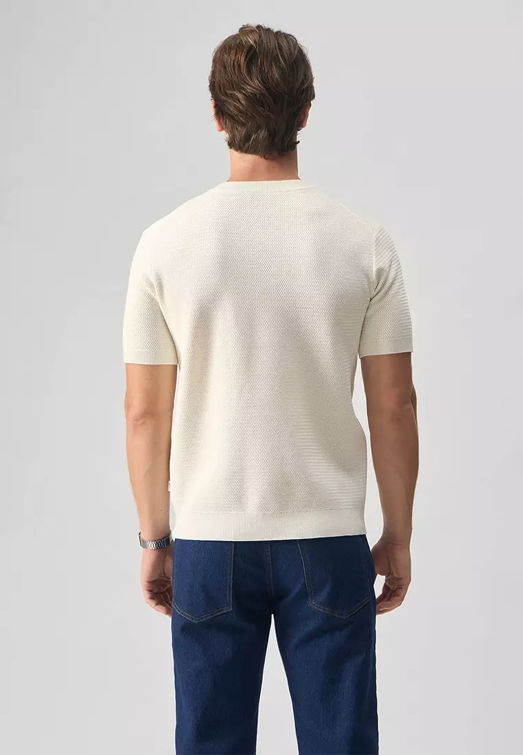 Textured Crew Neck T-Shirt