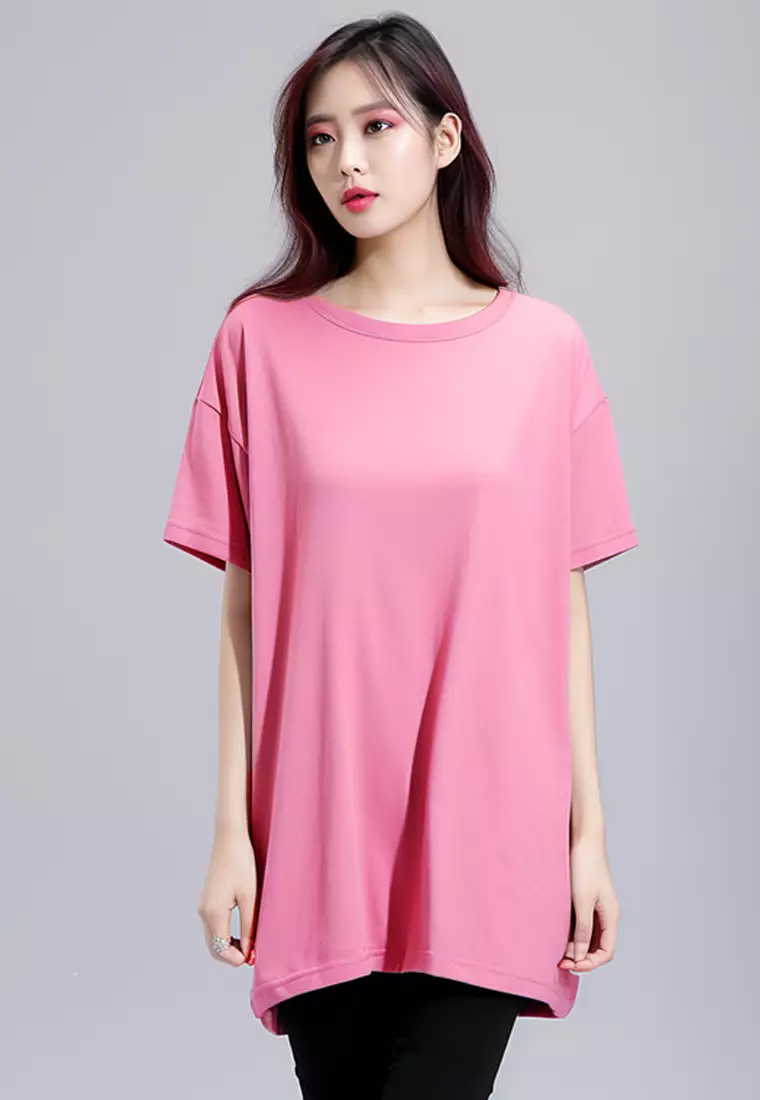 LTF72 LD long dress polos wanita pink