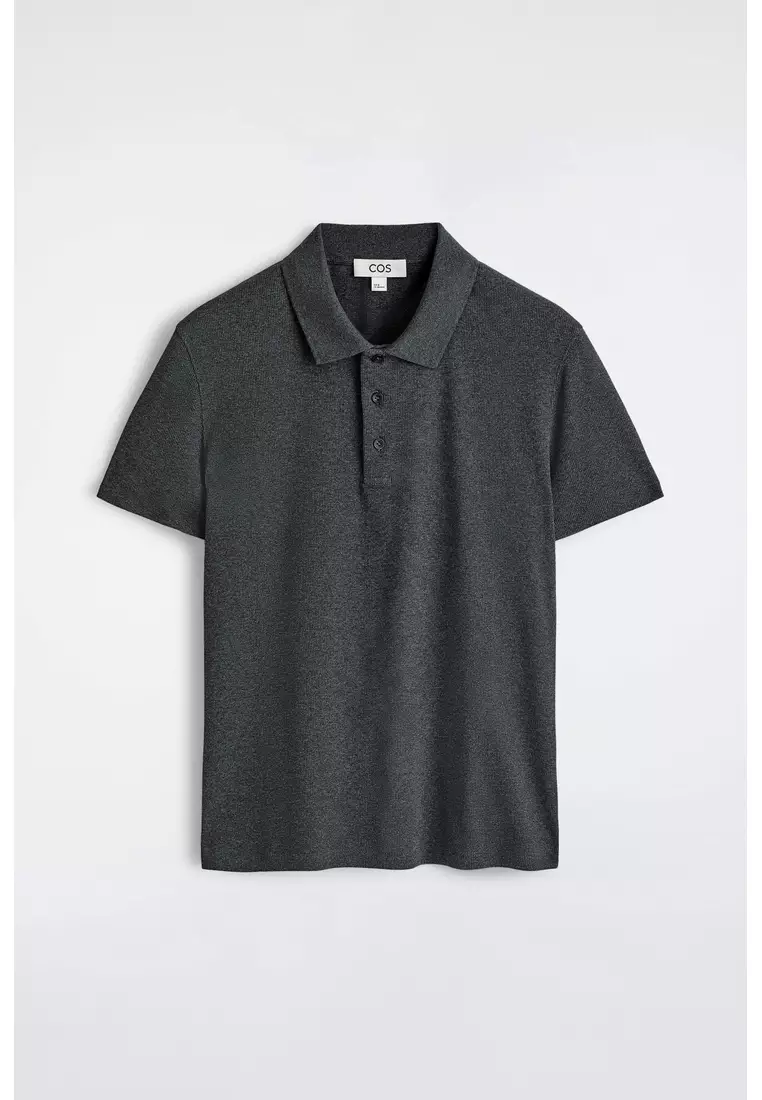 SLIM RIBBED COTTON POLO SHIRT