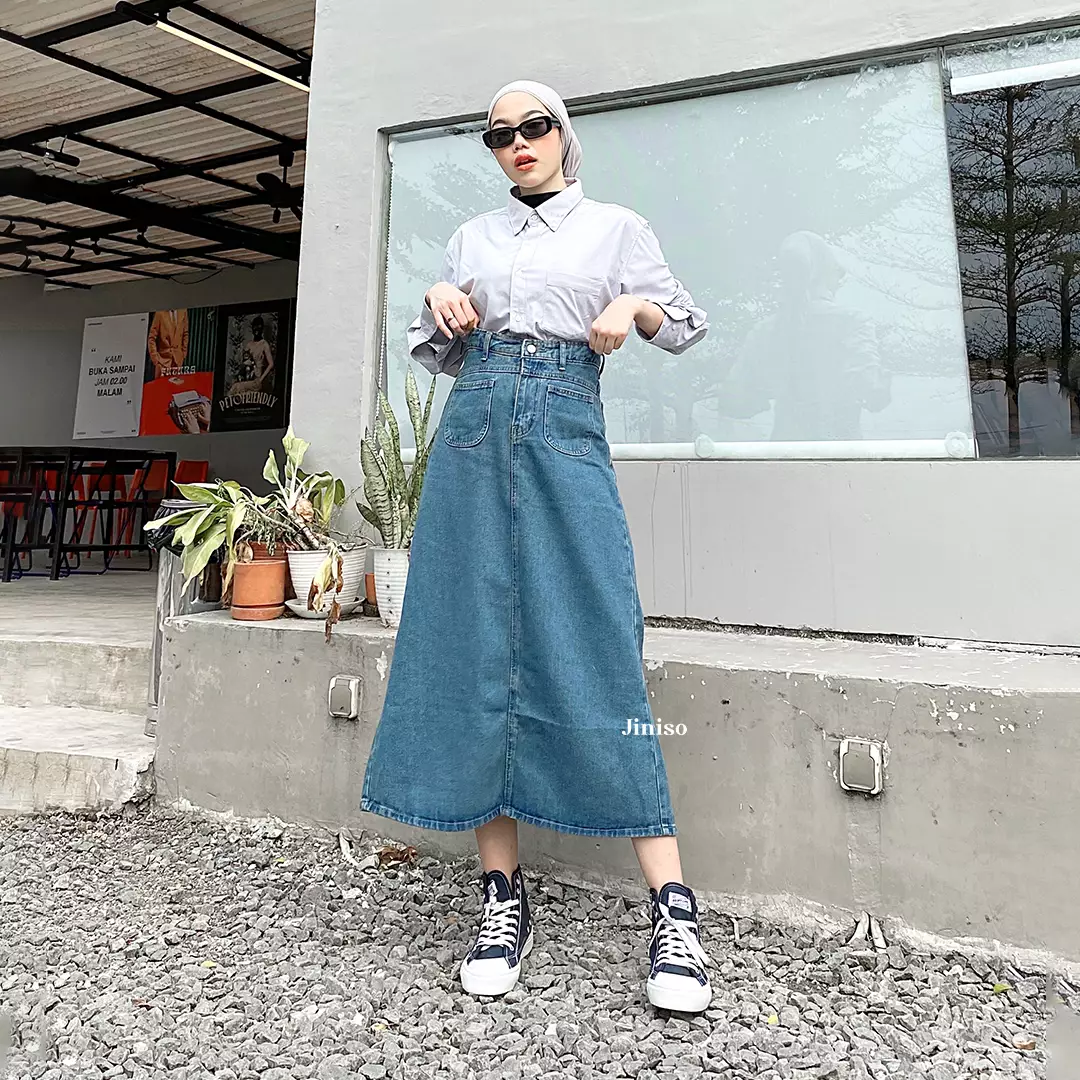 Highwaist Pocket Rok Slit Jeans Panjang 931 SEVENTY