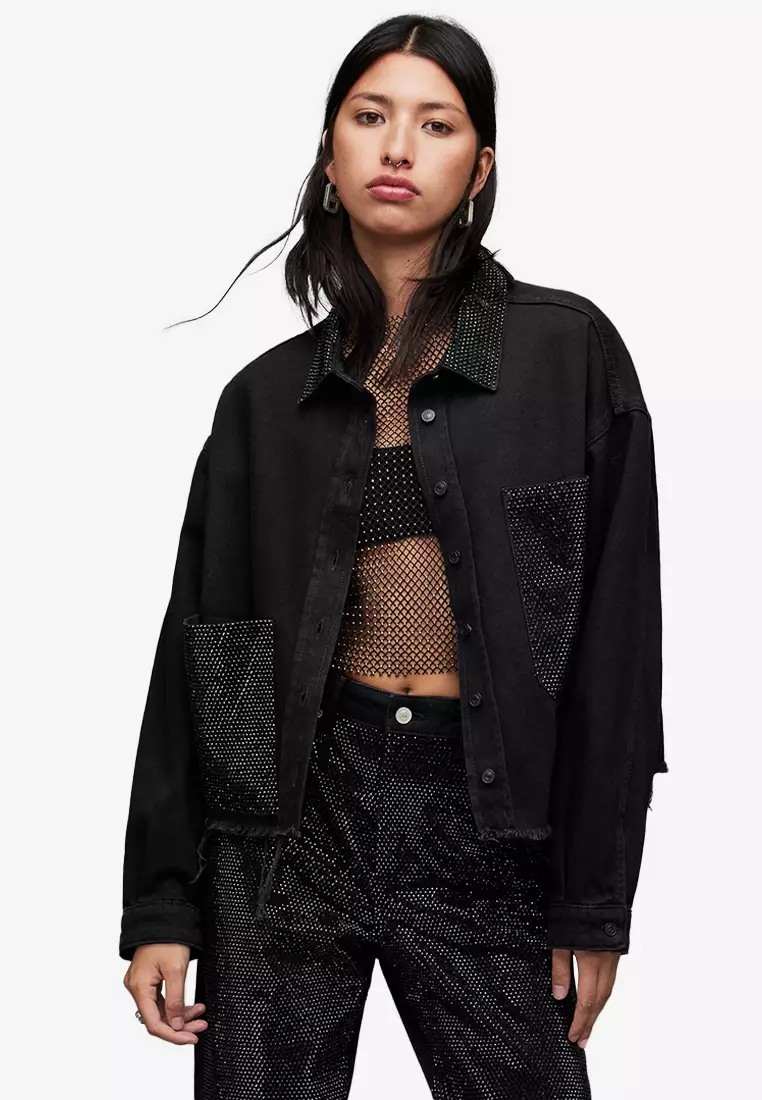 Buy AllSaints Sidney Wool Cashmere Leather Sleeve Coat 2025