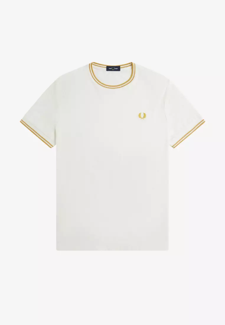 Fred Perry M1588 TWIN TIPPED T-SHIRT (Snow White / Honeycomb)