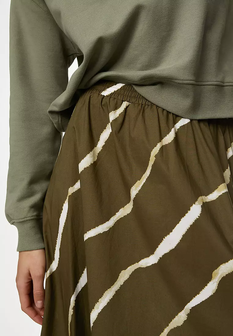 Pure Cotton Printed Midi A-Line Skirt