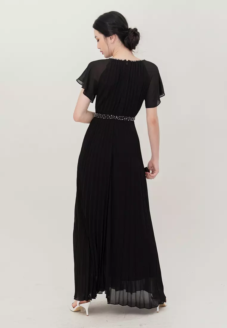 雪纺亮片腰部连衣裙