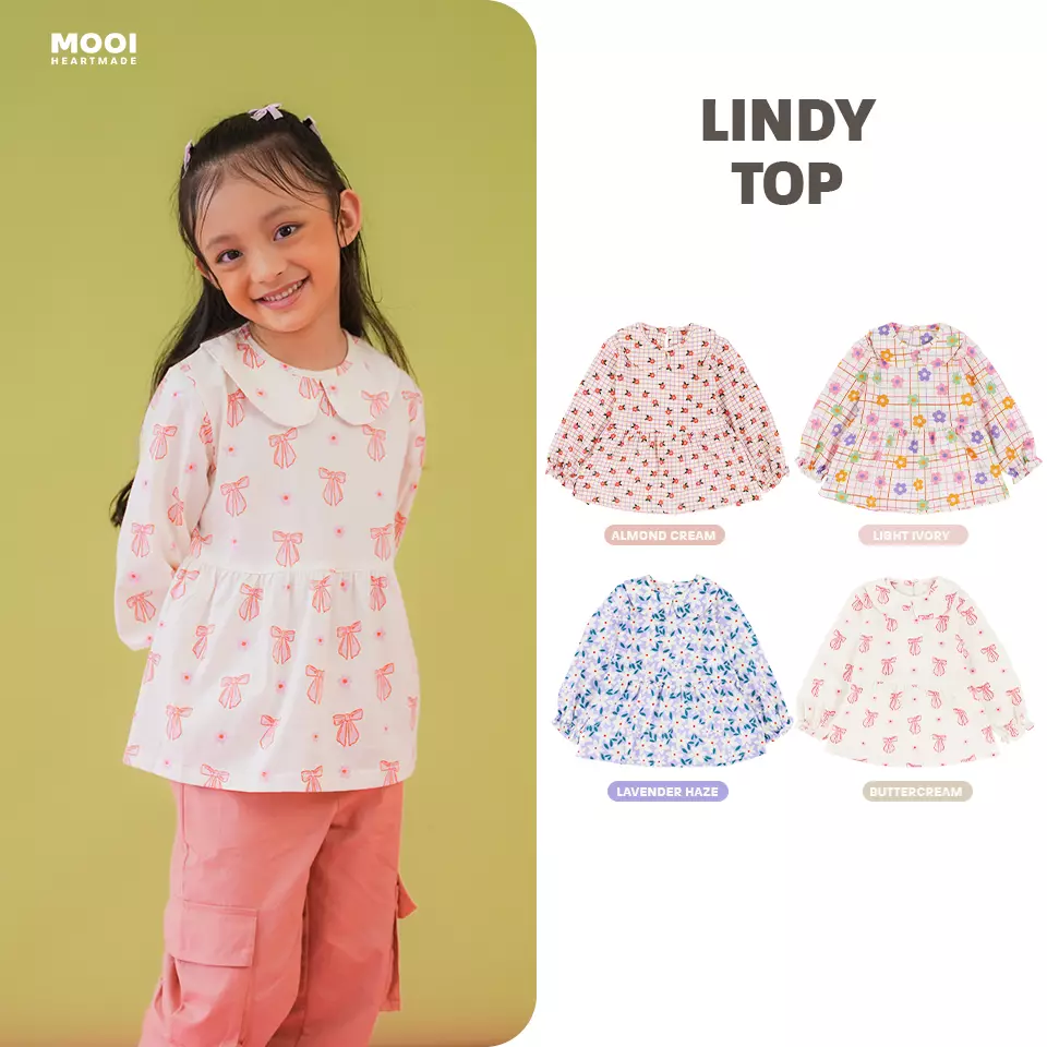 Mooi Atasan Anak Perempuan Lindy Top - Butter Cream