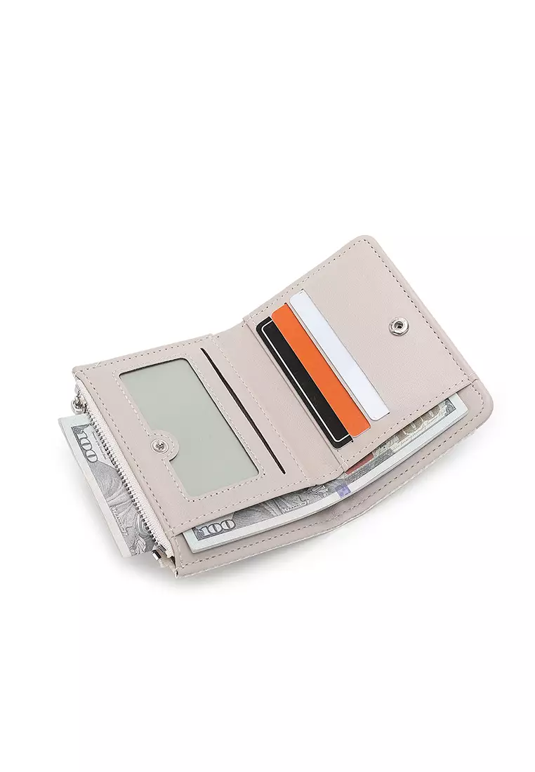 Women's 2 in 1 Purse/Wallet With Coin Compartment (Dompet Wanita 2 in 1 dengan Kompartmen Koin) - Putih