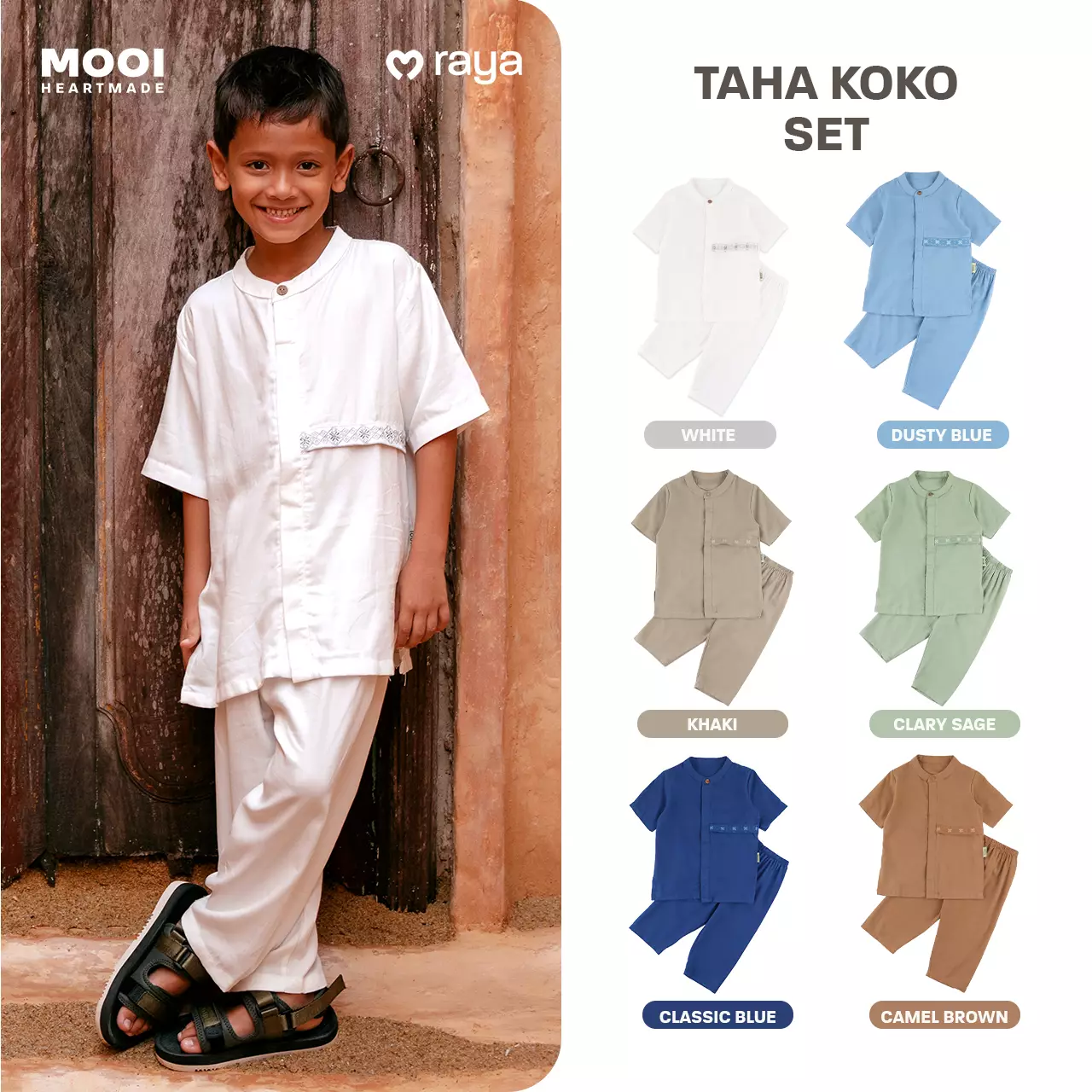 Mooi Taha Koko Set Setelan Koko Anak Raya Collection - Khaki