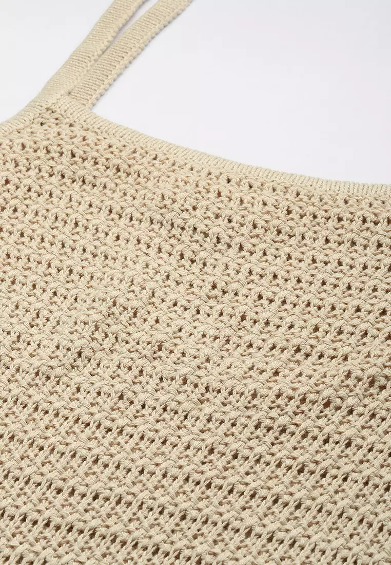 Natural Straight Side Slit Dress