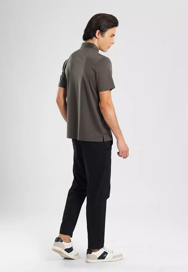 MANZONE - Polo Shirt Lengan Pendek Pria Otto 05 - Dark Grey Warna Grey_Dark