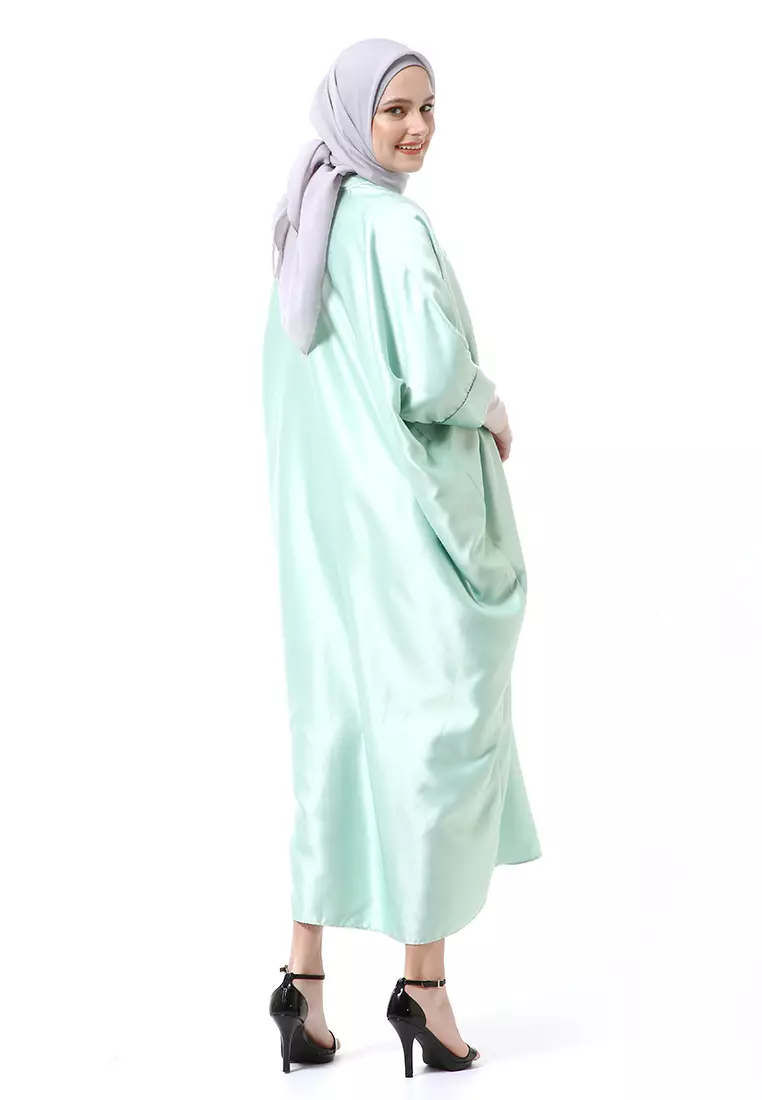 Kahitna Kaftan Pakaian Muslimah Premium Motif Polos High Quality - Mint