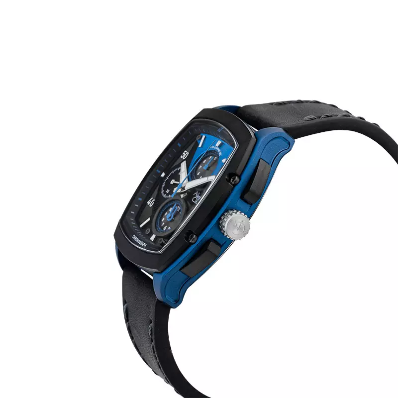 Jam Tangan Pria Alexandre Christie Chronograph AC 6610 MC LIPBABU Men Dual Tone Dial Black Leather Strap