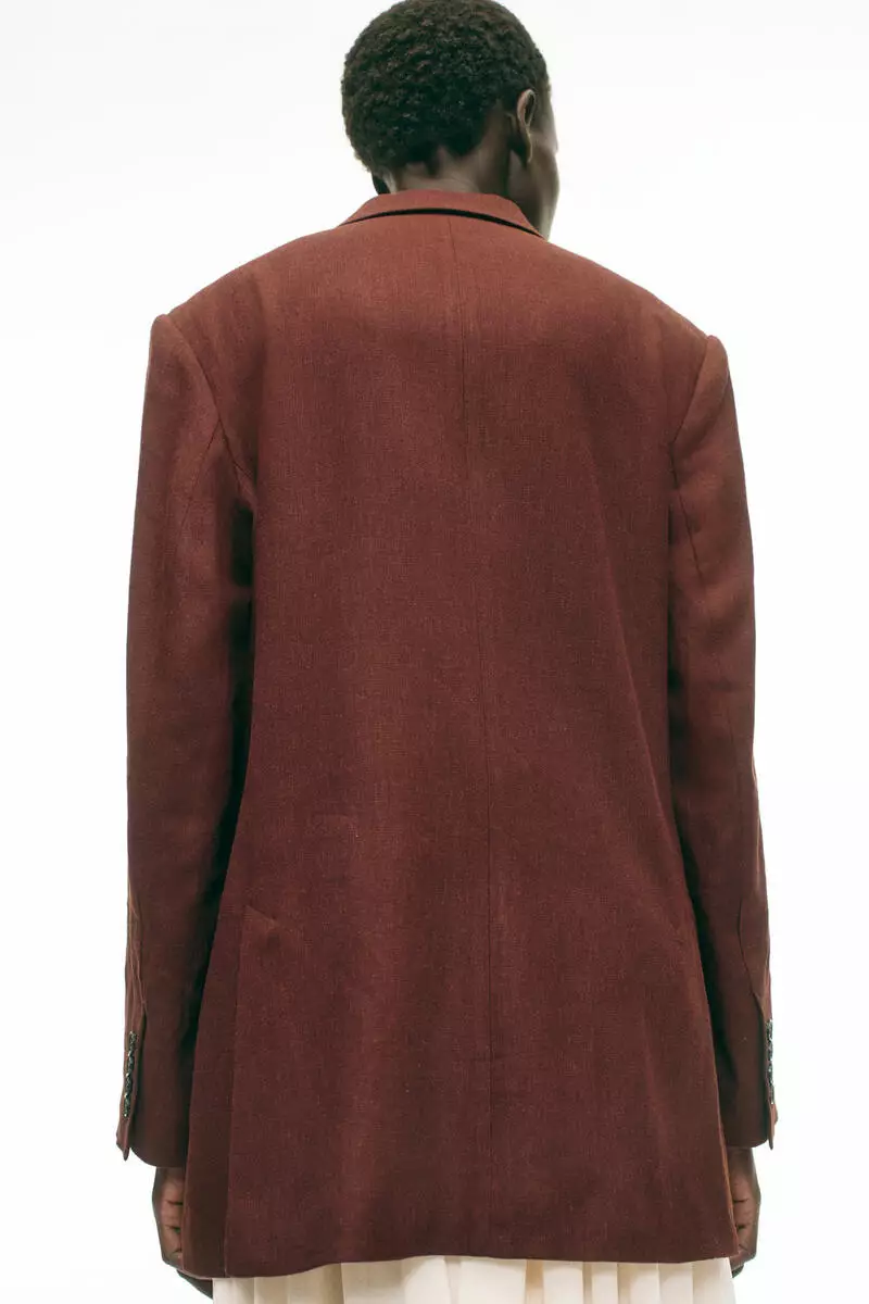Linen-blend blazer