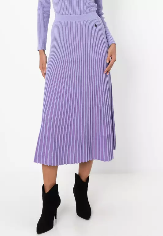 Pleated Lurex Knit Skirt