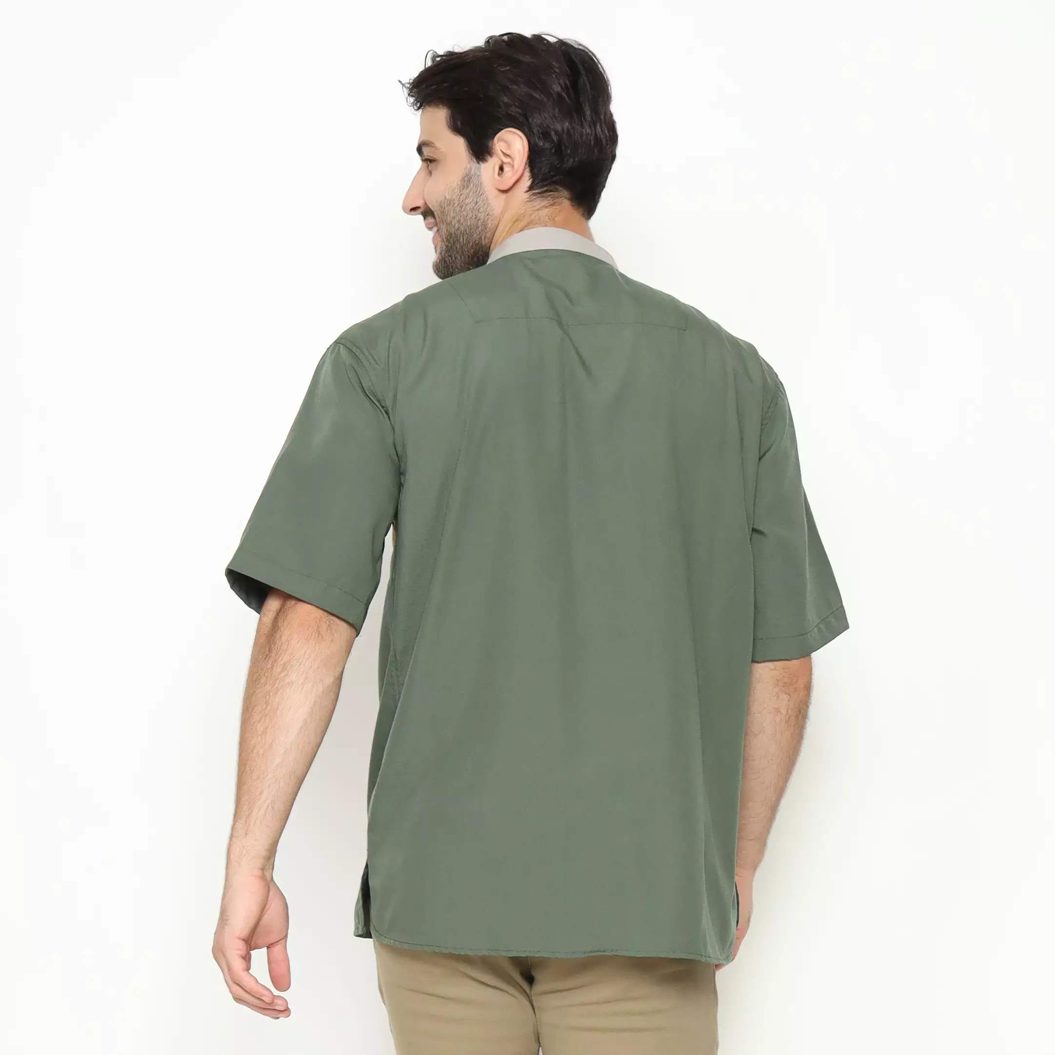AMK Kemeja Koko Pria Lengan Pendek KK BB 004 S/s Cap 6 Green