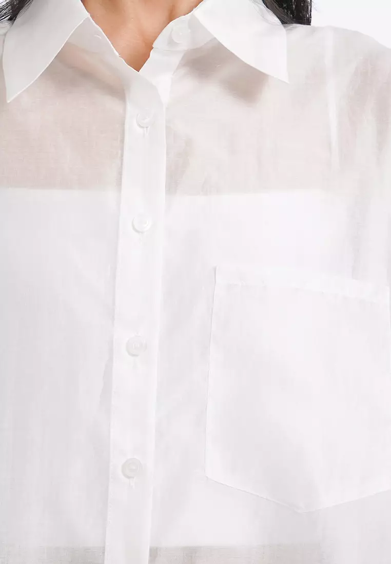Oversized Long Sleeve Sheer Shirt