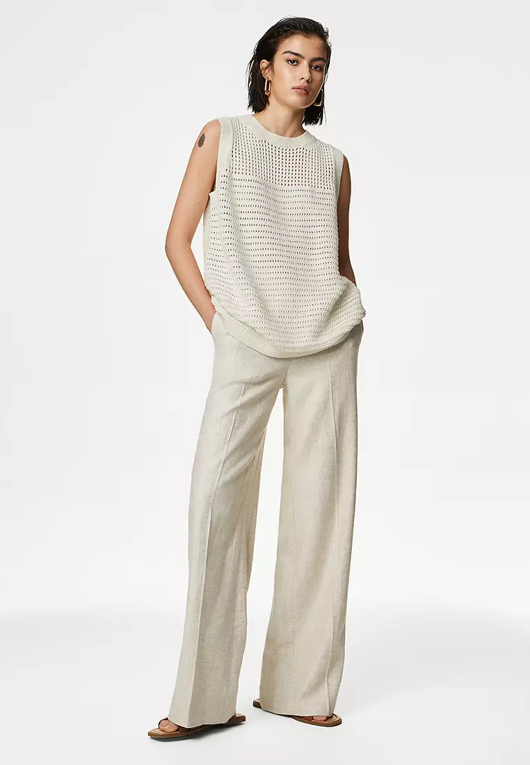 Cotton Rich Pointelle Knitted Vest