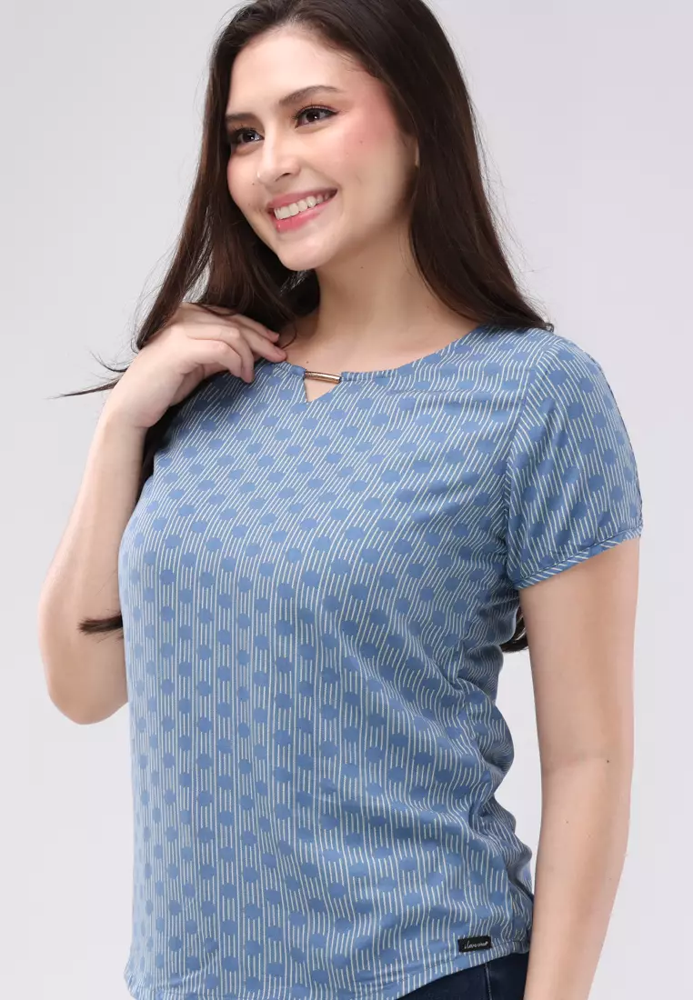 Woven Printed Rayon Short Sleeves Blouse