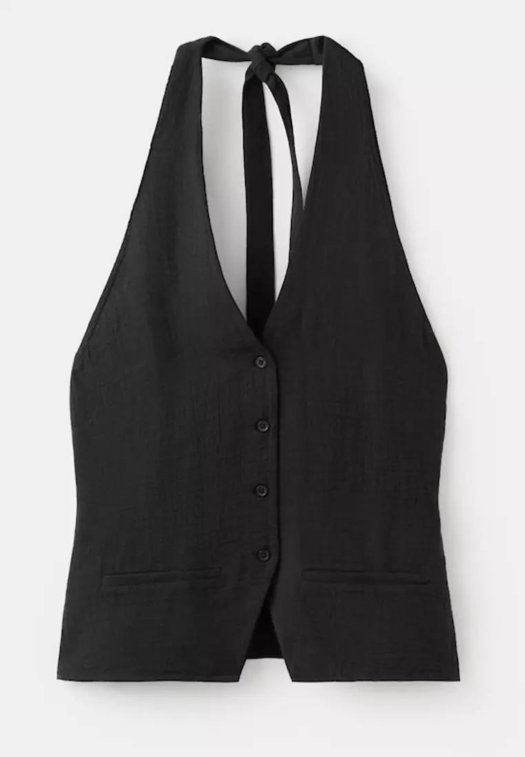 Halter-Neck Top with Buttons