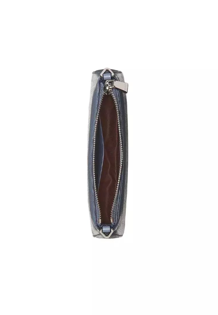 Grace Glazed Leather Shoulder Bag Blue KN040