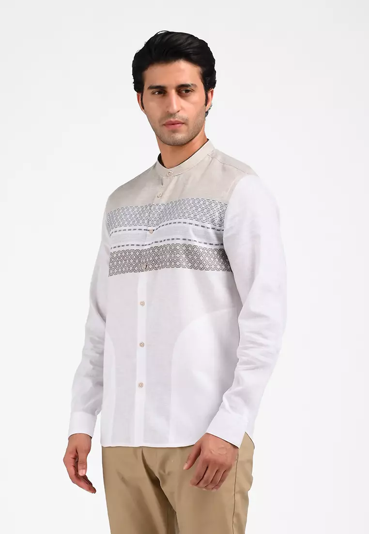 MOC Kemeja Koko Lengan Panjang Pria AYUB-WHITE