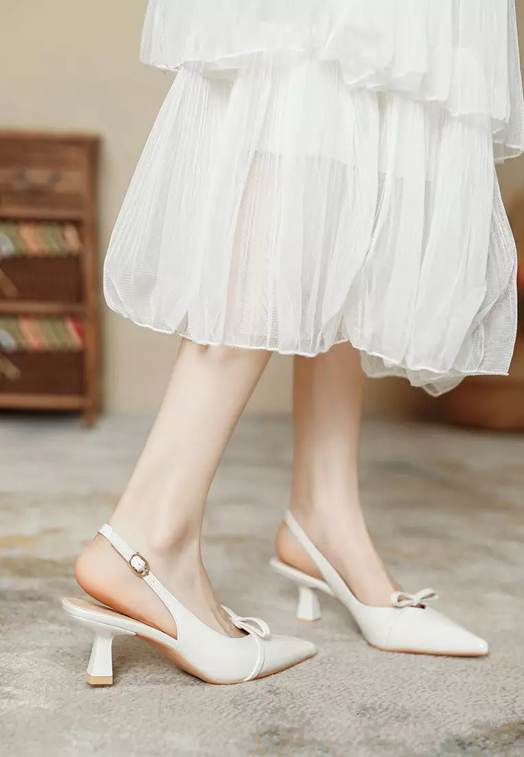 6.5CM Pointed Bow Slingback Heel TE7246-2