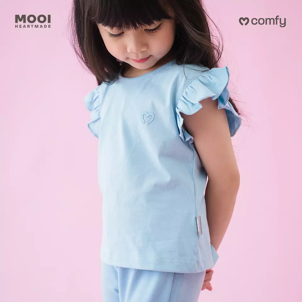 Mooi Atasan Anak Perempuan Comfy Girls Ruffle T-shirt - Pink Blossom