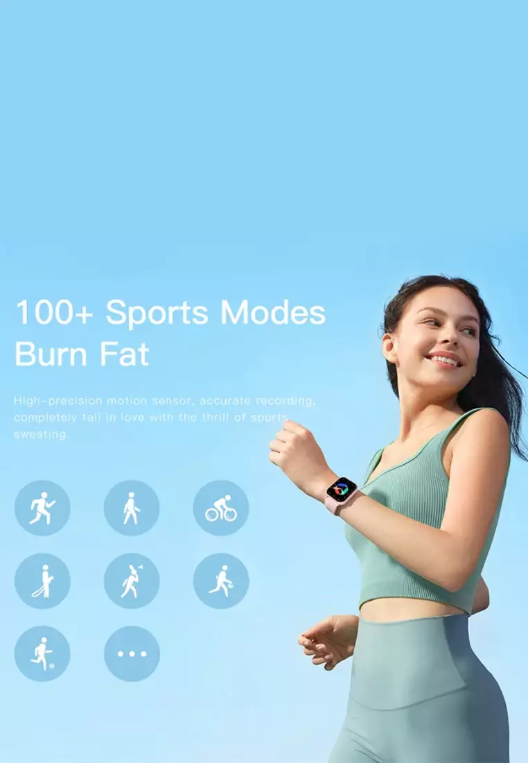 男女源矩形智能手錶 - 粉紅色