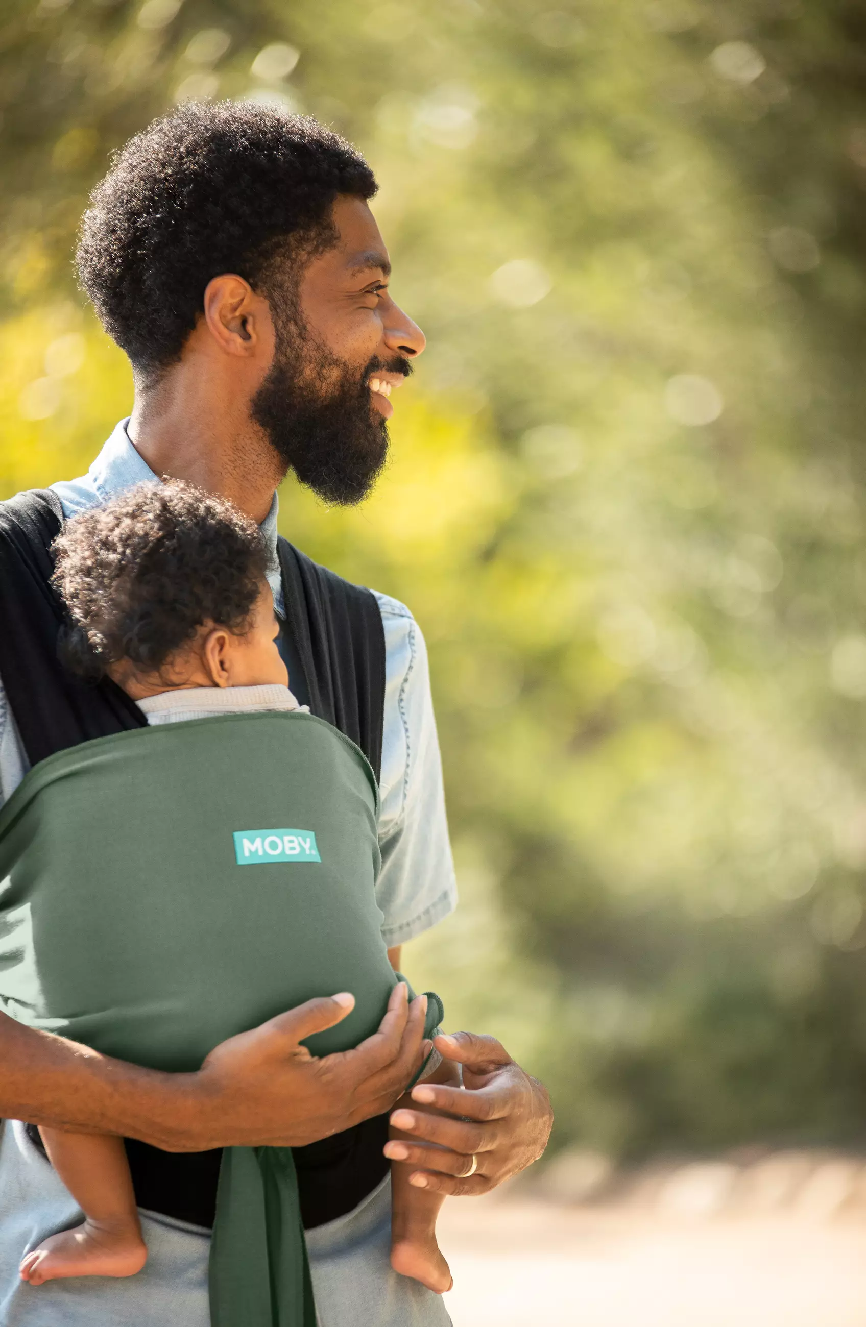 Moby Easy Wrap Carrier Olive/Onyx - Gendongan Bayi (Kuning/Hijau)