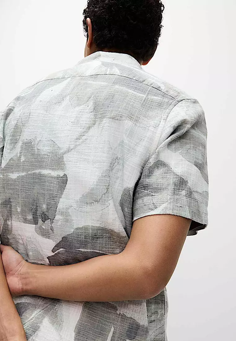 Cotton Rich Short Sleeve Cuban Collar Shirt