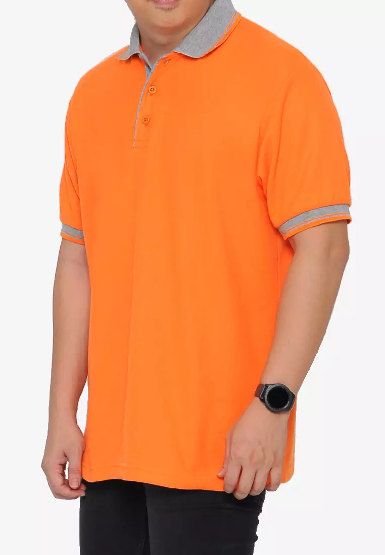 Andre Michel Kaos Polo Shirt Lengan Pendek Kerah Abu Orange Stabilo 933-56