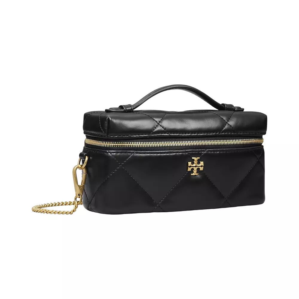 Kira Quilted Vanity Case Bag Black