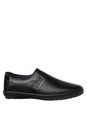 Twenty Eight Shoes black VANSA Perforated Leather Slip-Ons VSM-C776 25AD0SH72B3B4CGS_1