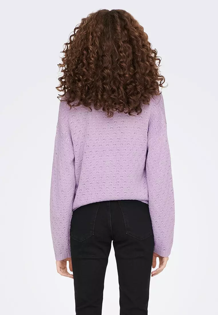 Vero Moda Fuzzy Knit Cropped Cardigan in Purple