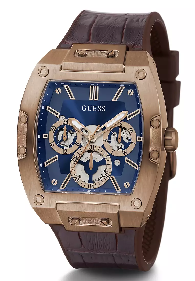 Guess GW0202G2 - Jam Tangan Pria - Coffee Case - Brown Leather Strap
