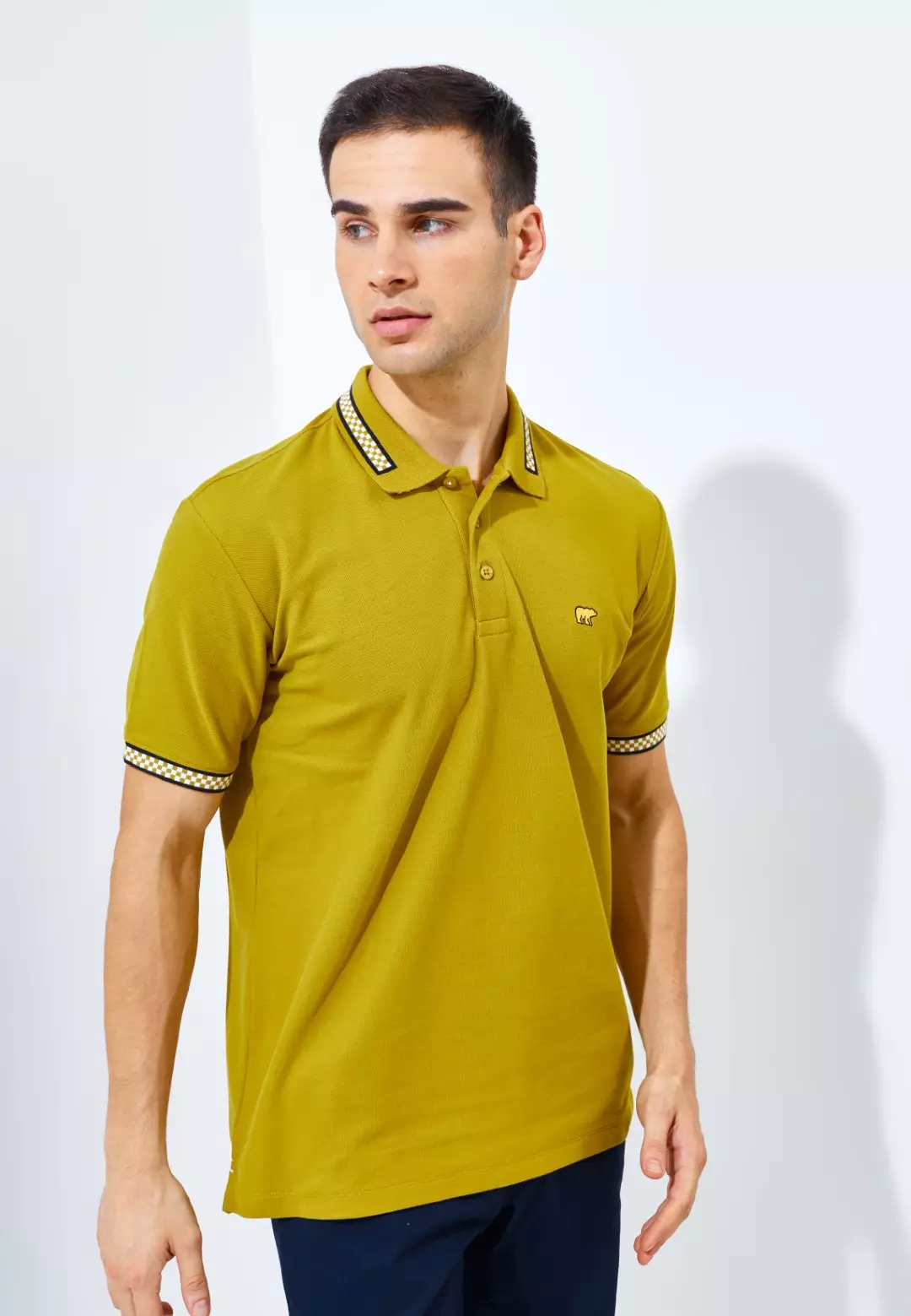 Jack Nicklaus Mustang Polo Shirt Pria Regular Fit Golden Palm