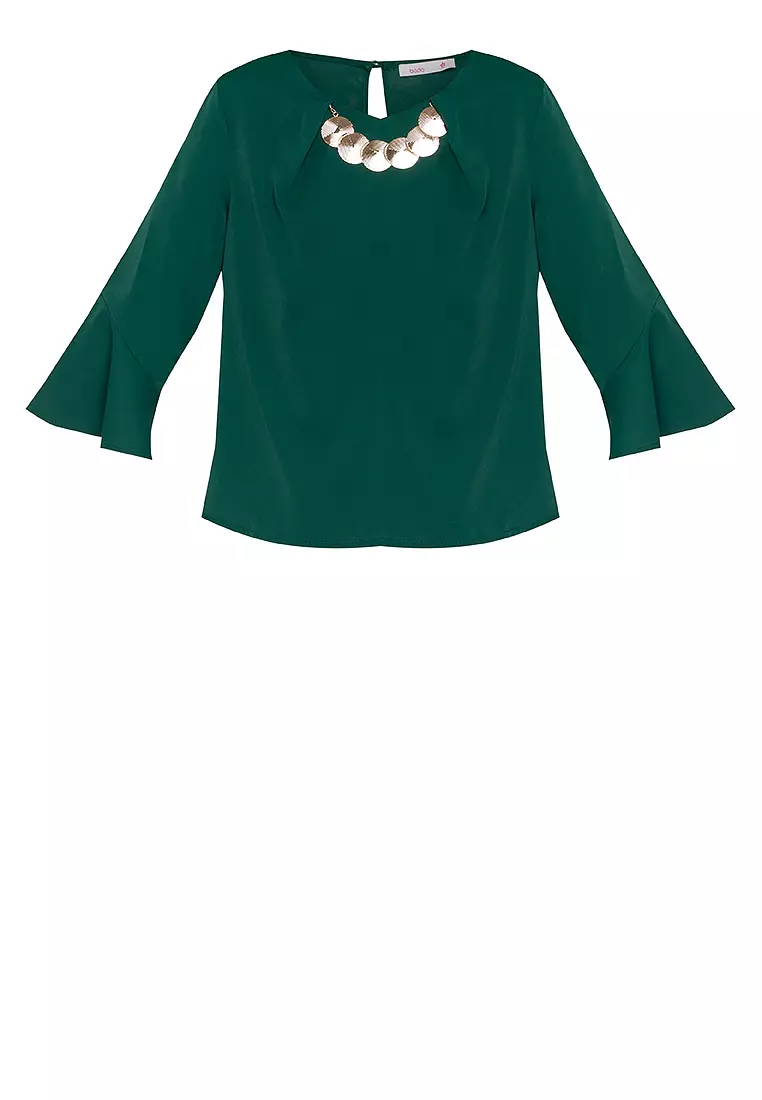 Candria Frilled Sleeves With Necklace Top