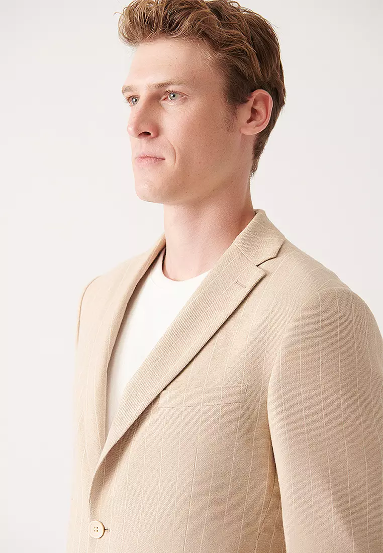 Linen Blend Slim Fit Jacket
